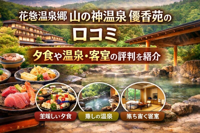 花巻温泉郷 山の神温泉 優香苑の露天風呂や料理、客室イメージ